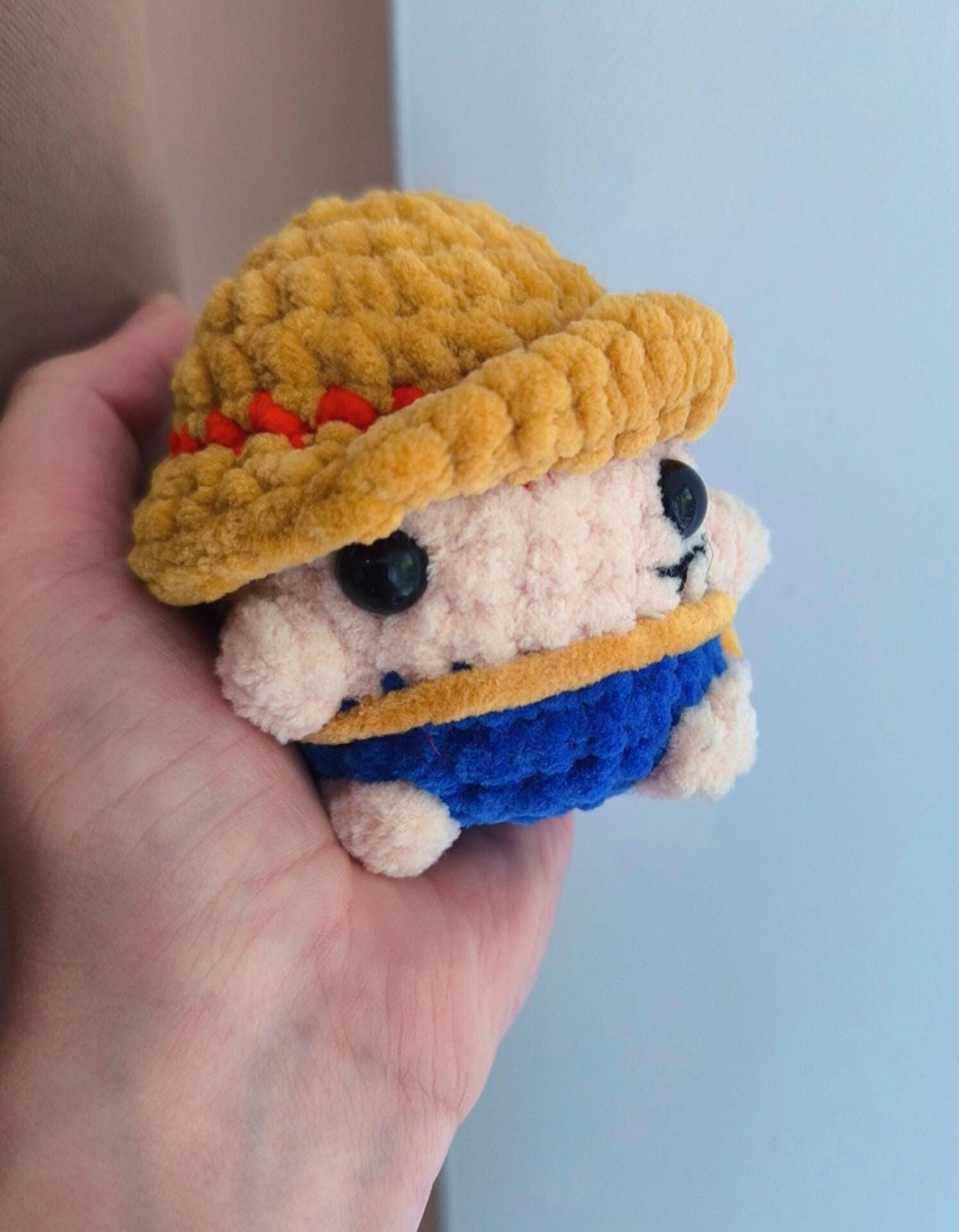 Handmade crochet pirate boy plushie